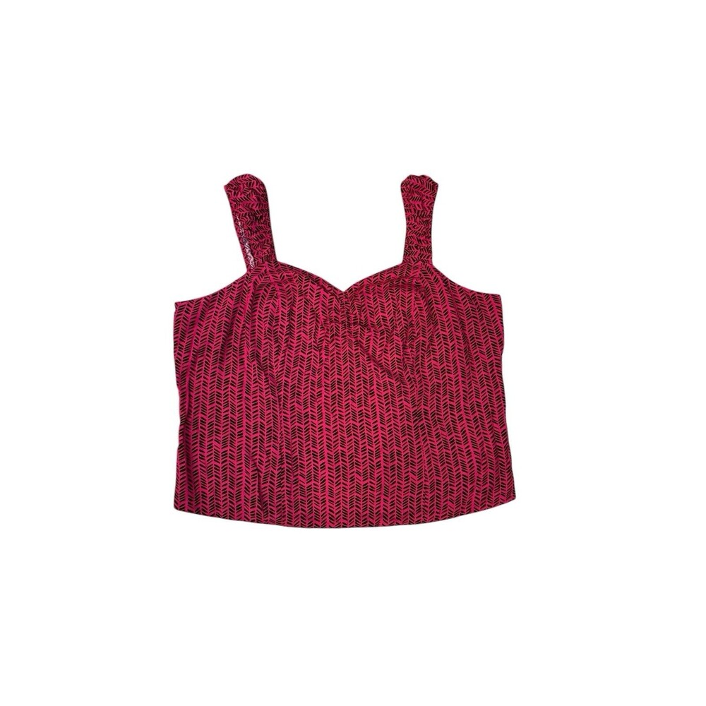 Torrid Women's Challis Smocked Crop Top Size 2 Drawn Chevron Pink